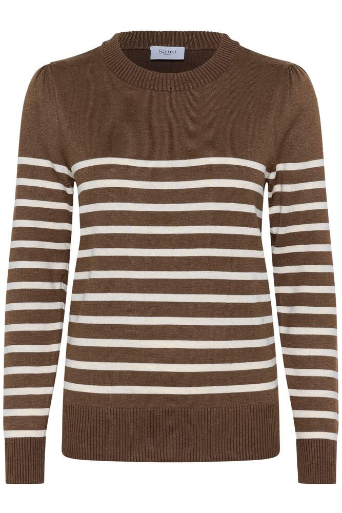 Saint Tropez Mila Striped Pullover - Brown