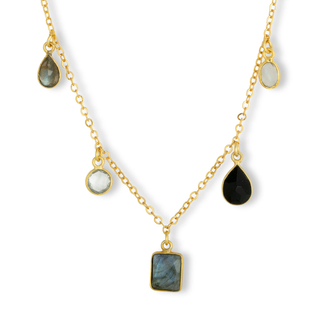 Ashiana Aubrey Black & Grey Charm Necklace