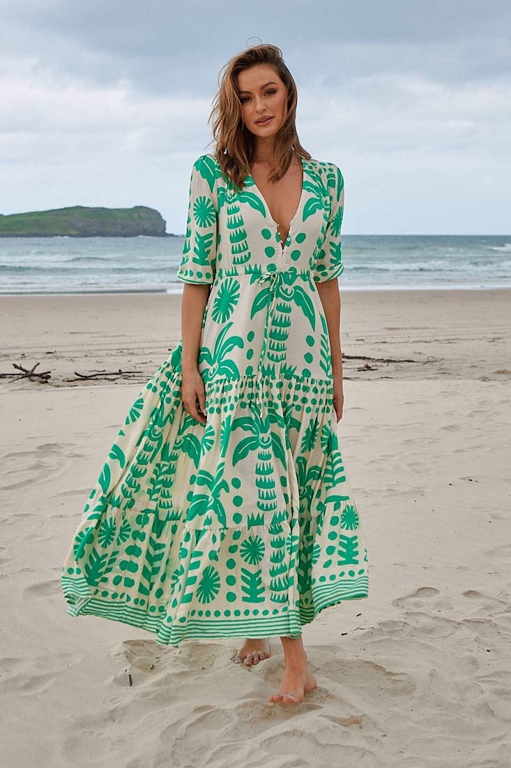 Jaase Nazare Print Maxi Dress - Green