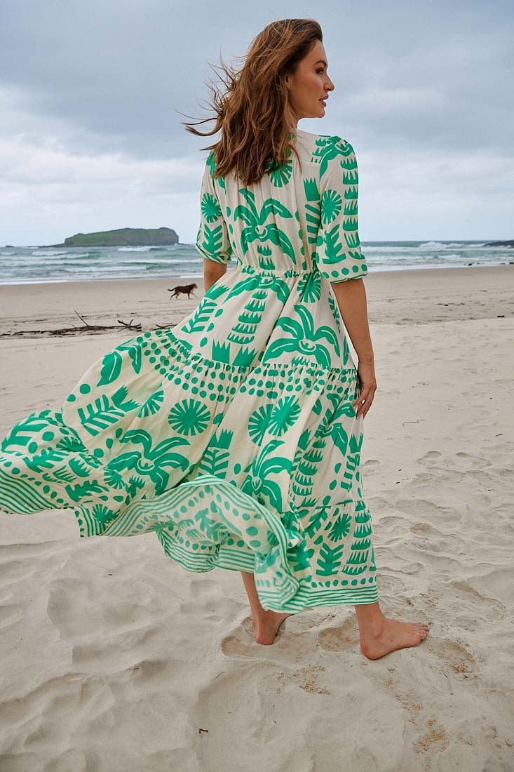 Jaase Nazare Print Maxi Dress - Green