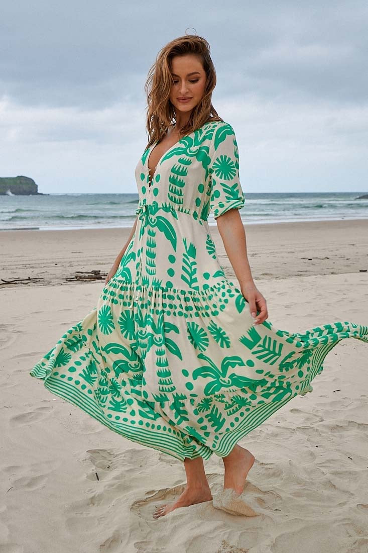 Jaase Nazare Print Maxi Dress - Green