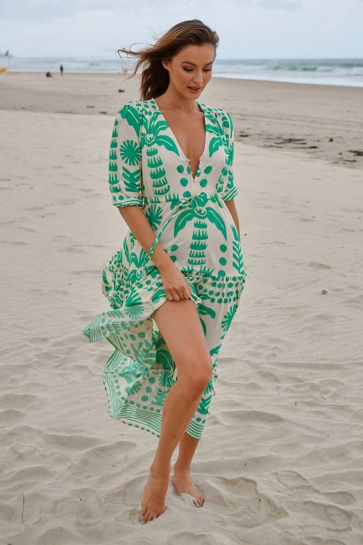 Jaase Nazare Print Maxi Dress - Green