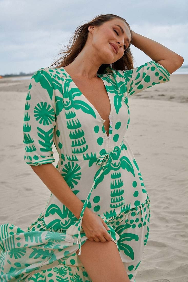 Jaase Nazare Print Maxi Dress - Green