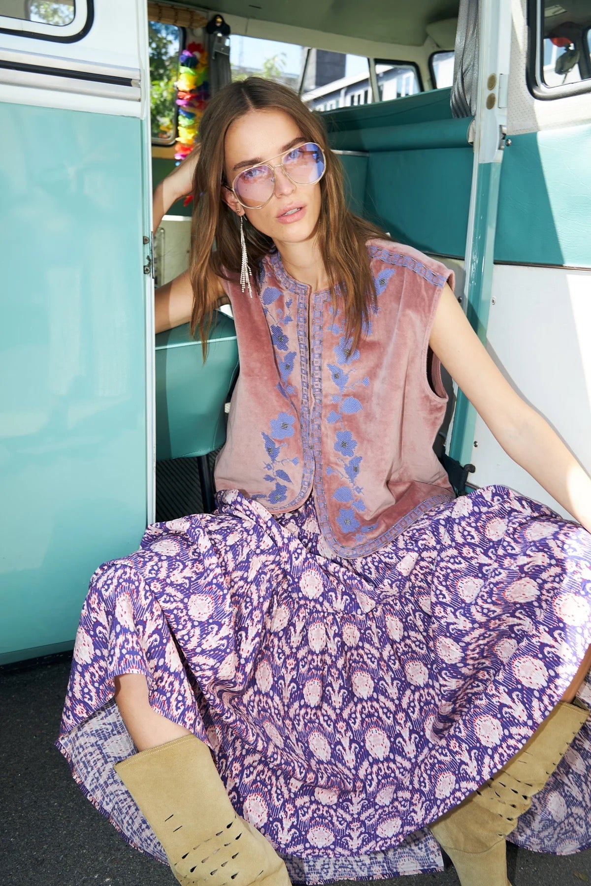 Lollys Laundry Sunset Maxi Skirt - Graphic Print