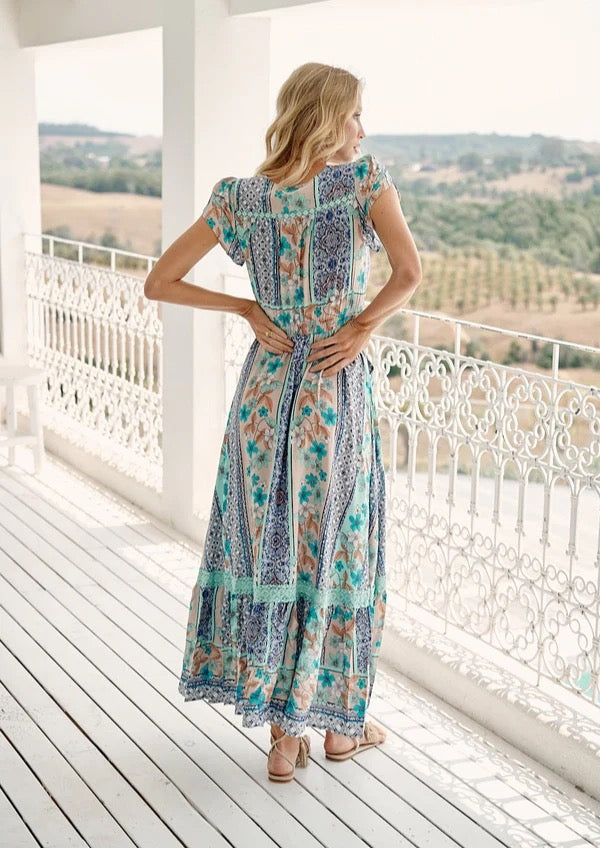 Jaase Carlisle Print Carmen Maxi Dress - Blue