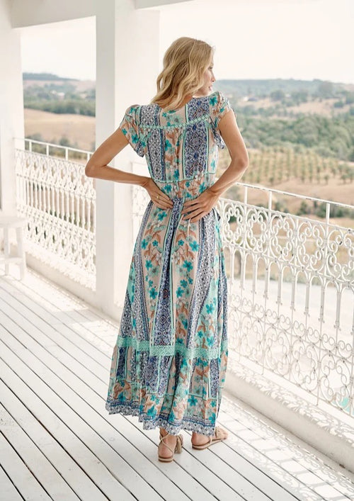 Jaase Carlisle Print Carmen Maxi Dress - Blue