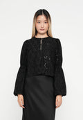YAS Serala Sequin Long Sleeve Top - Black