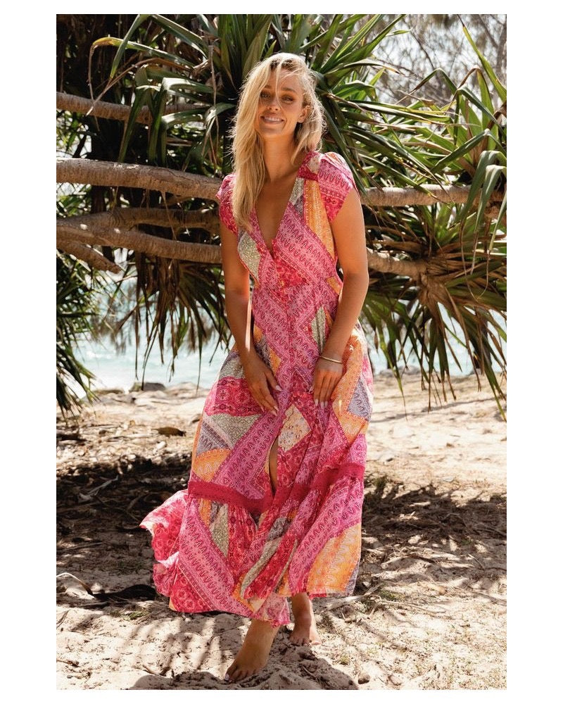 Jaase Viva Bonita Print Carmen Maxi - Pink