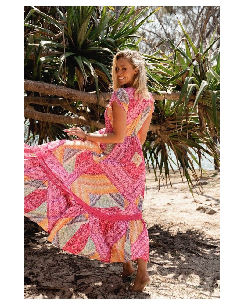 Jaase Viva Bonita Print Carmen Maxi - Pink