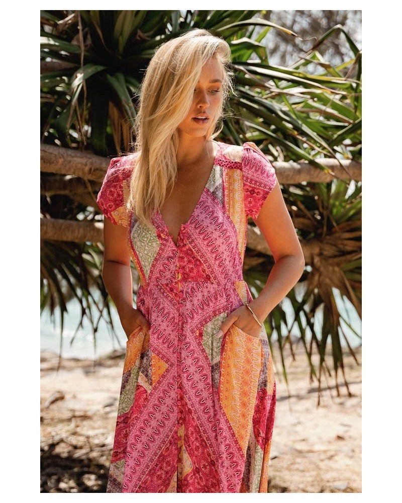 Jaase Viva Bonita Print Carmen Maxi - Pink