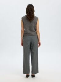 Selected Femme Lulu Button O-Neck Vest - Grey