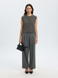 Selected Femme Lulu Button O-Neck Vest - Grey