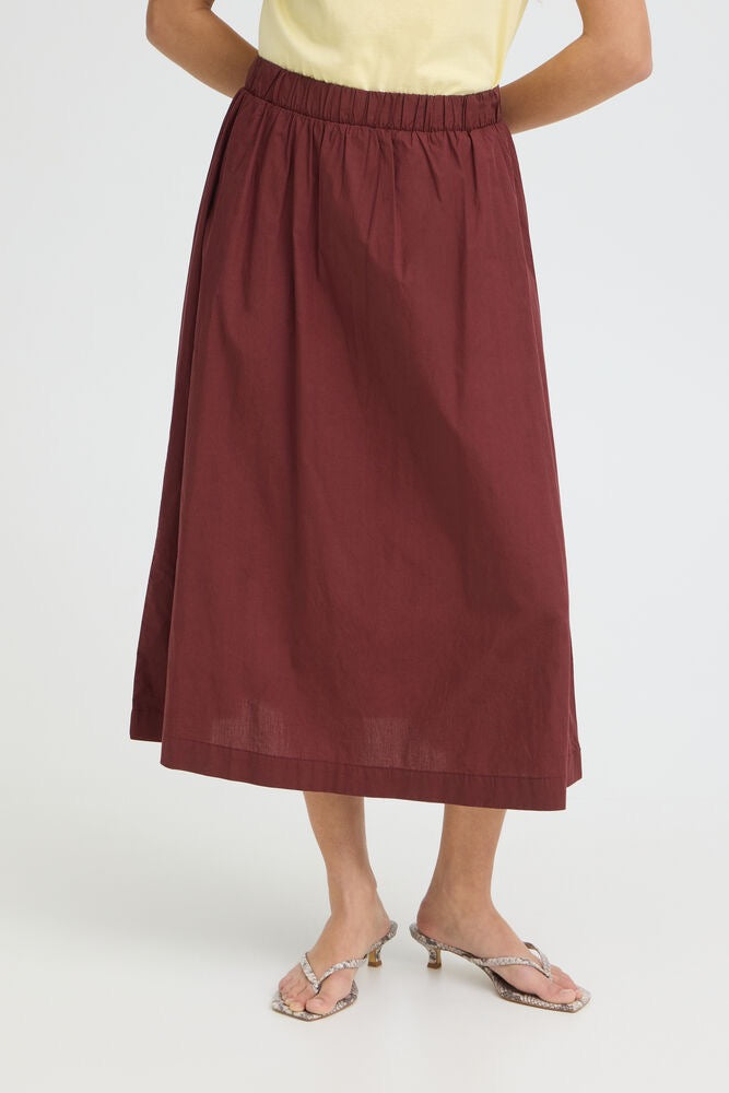 Ichi Lelaya Midi Skirt - Wine Red