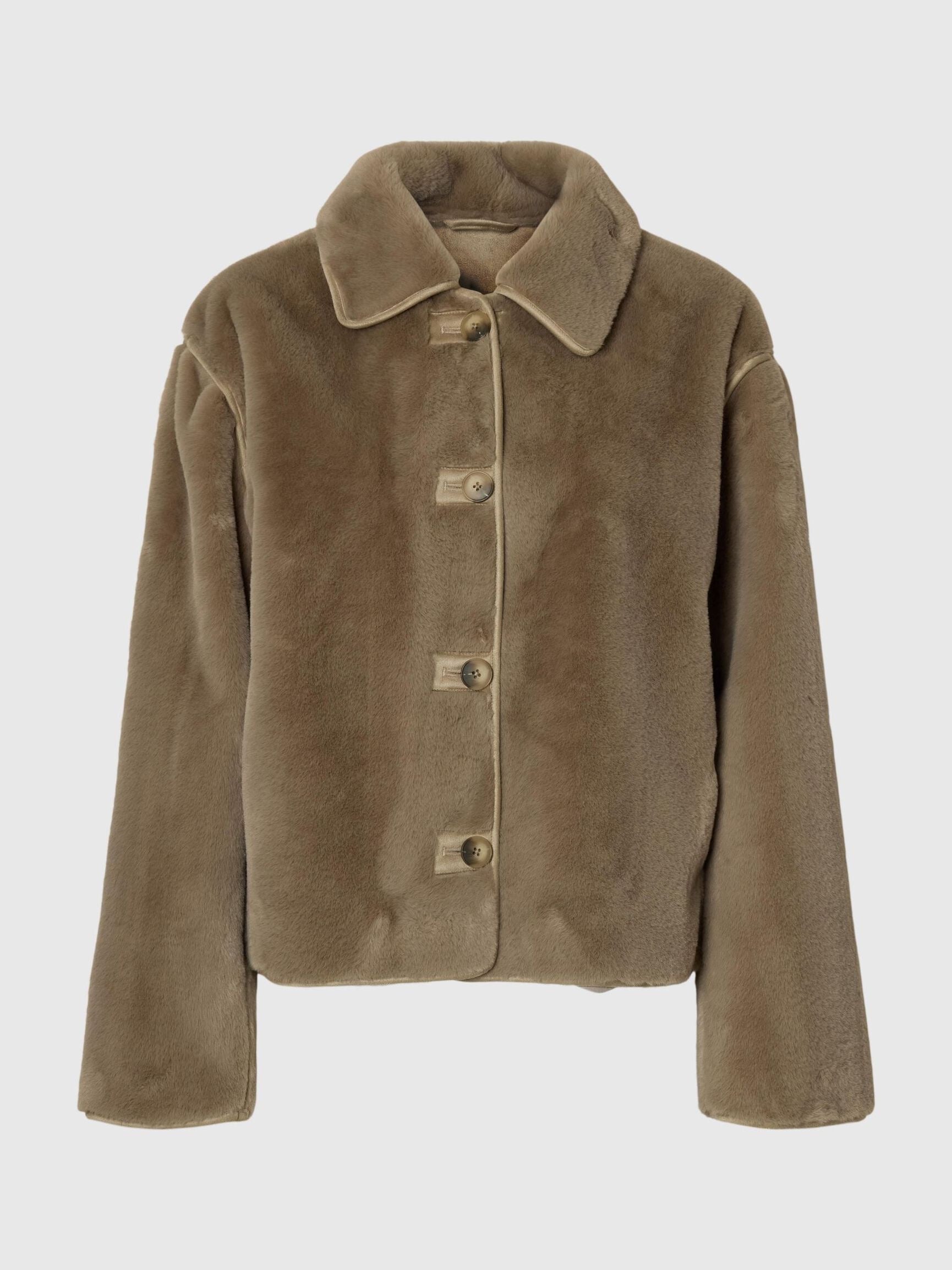 Selected Femme Freja Teddy Jacket - Grey