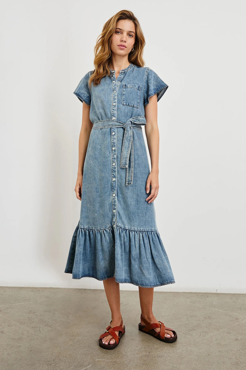 Rails Kahlo Denim Dress - Mid Blue