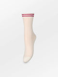 Becksondergaard Zilla Sporty Cotta Sock - Birch White & Claret Red