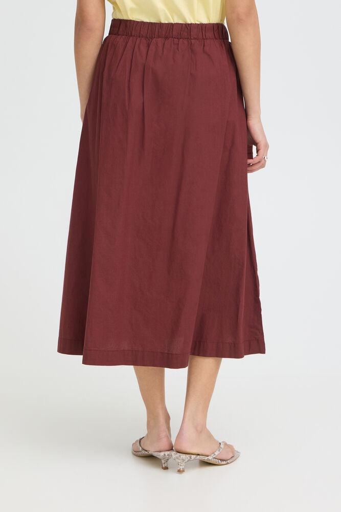 Ichi Lelaya Midi Skirt - Wine Red