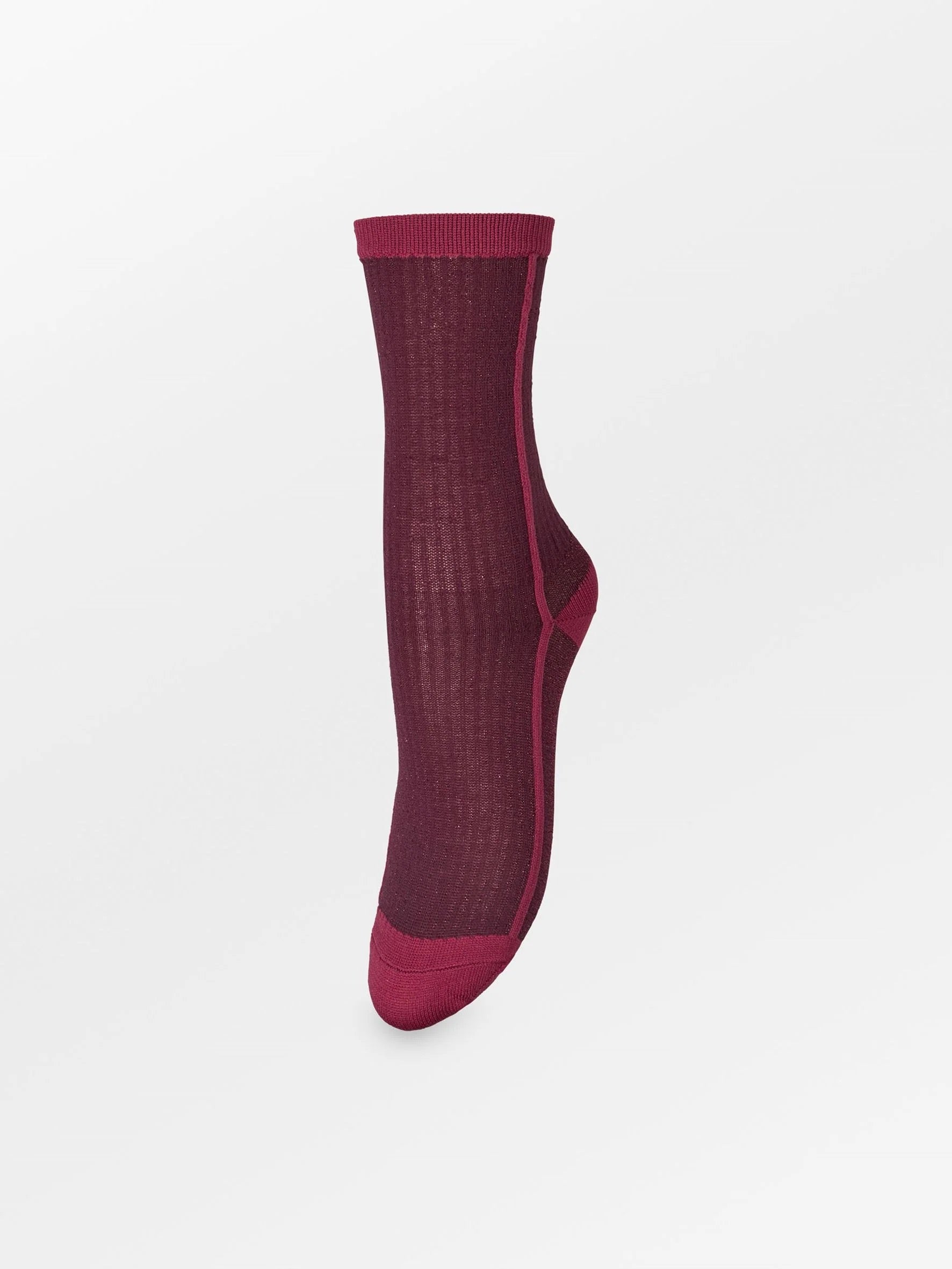 Becksondergaard Stripy Glitter Sock - Fig Red