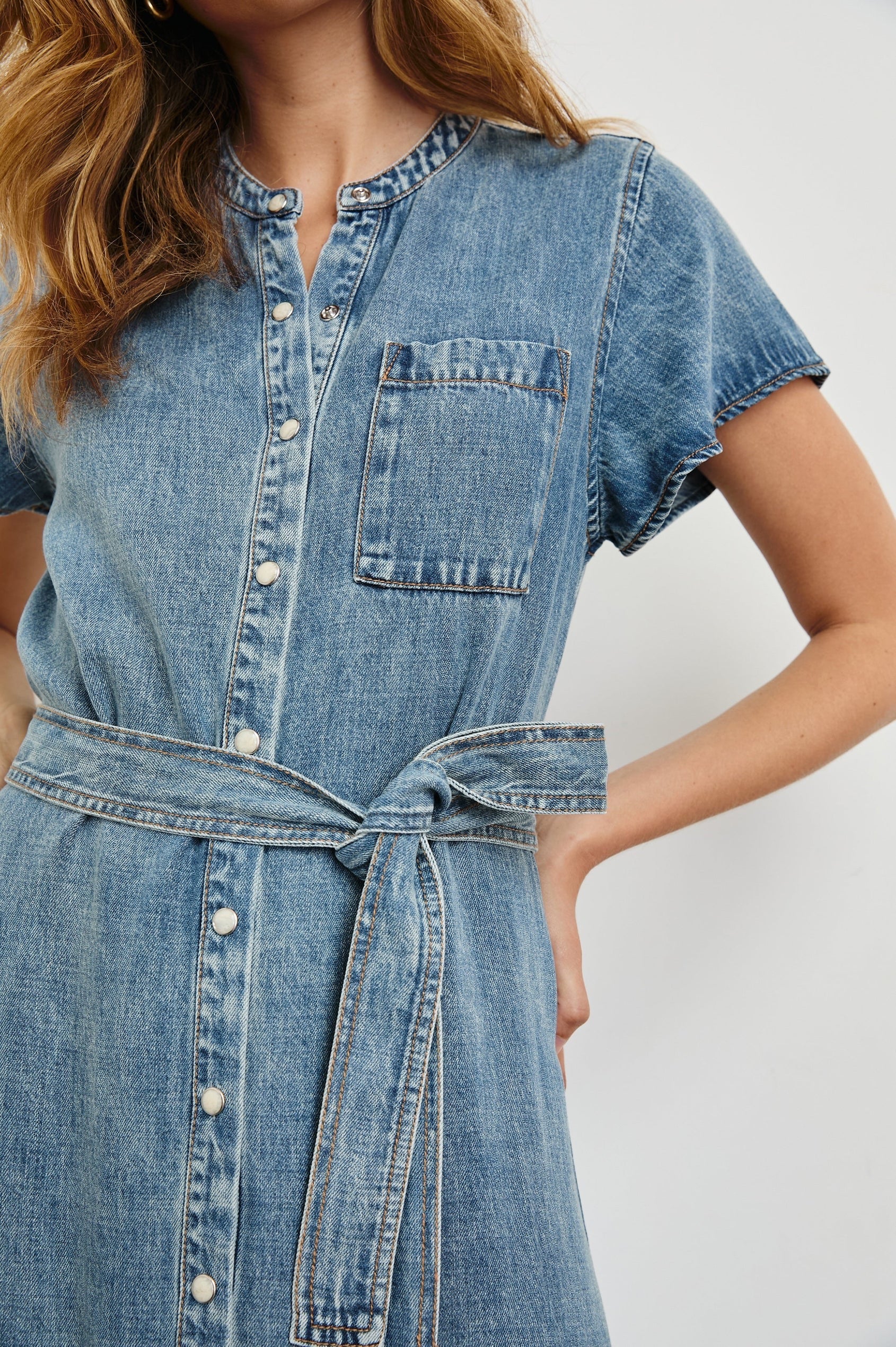 Rails Kahlo Denim Dress - Mid Blue