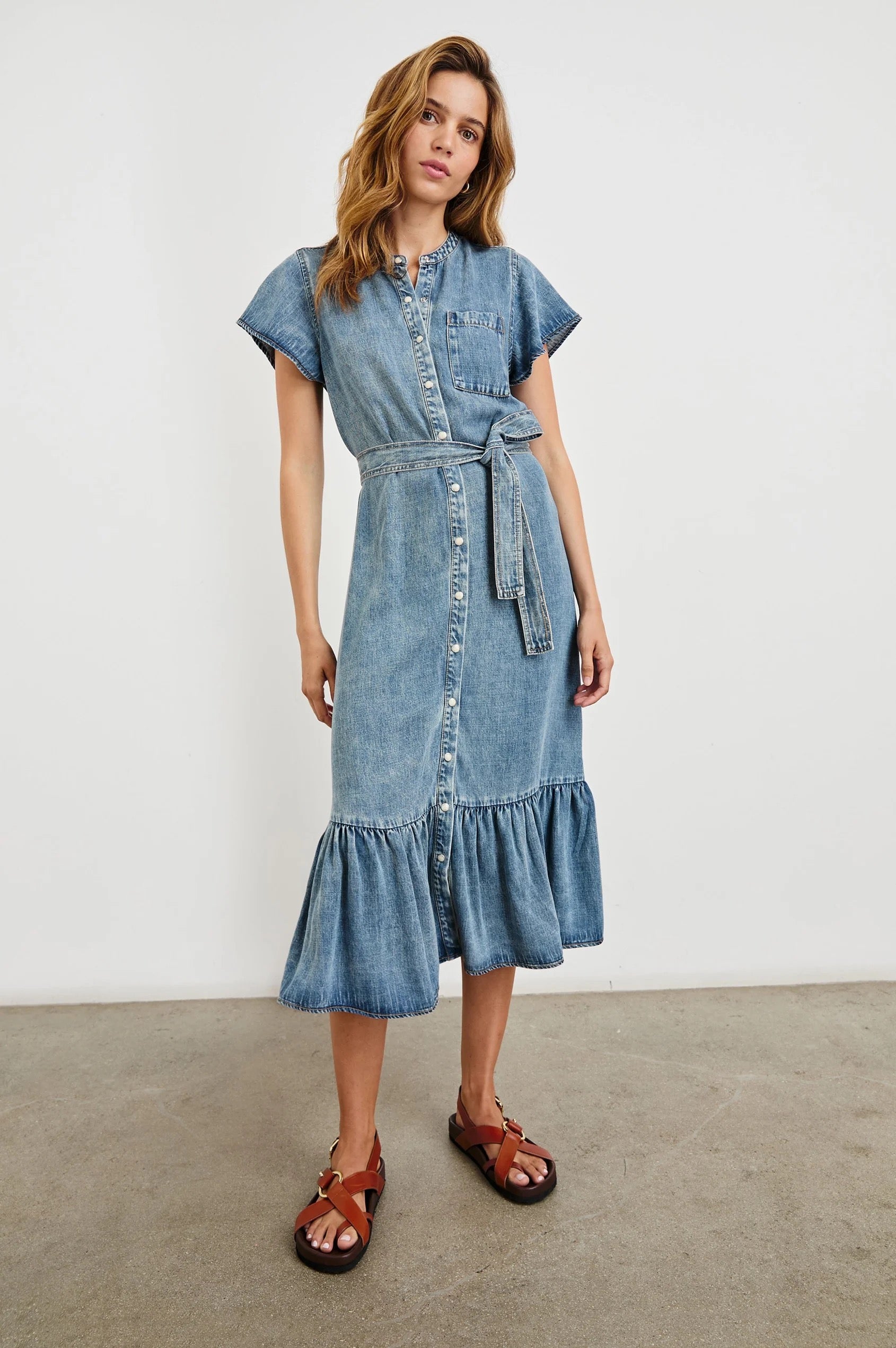 Rails Kahlo Denim Dress - Mid Blue