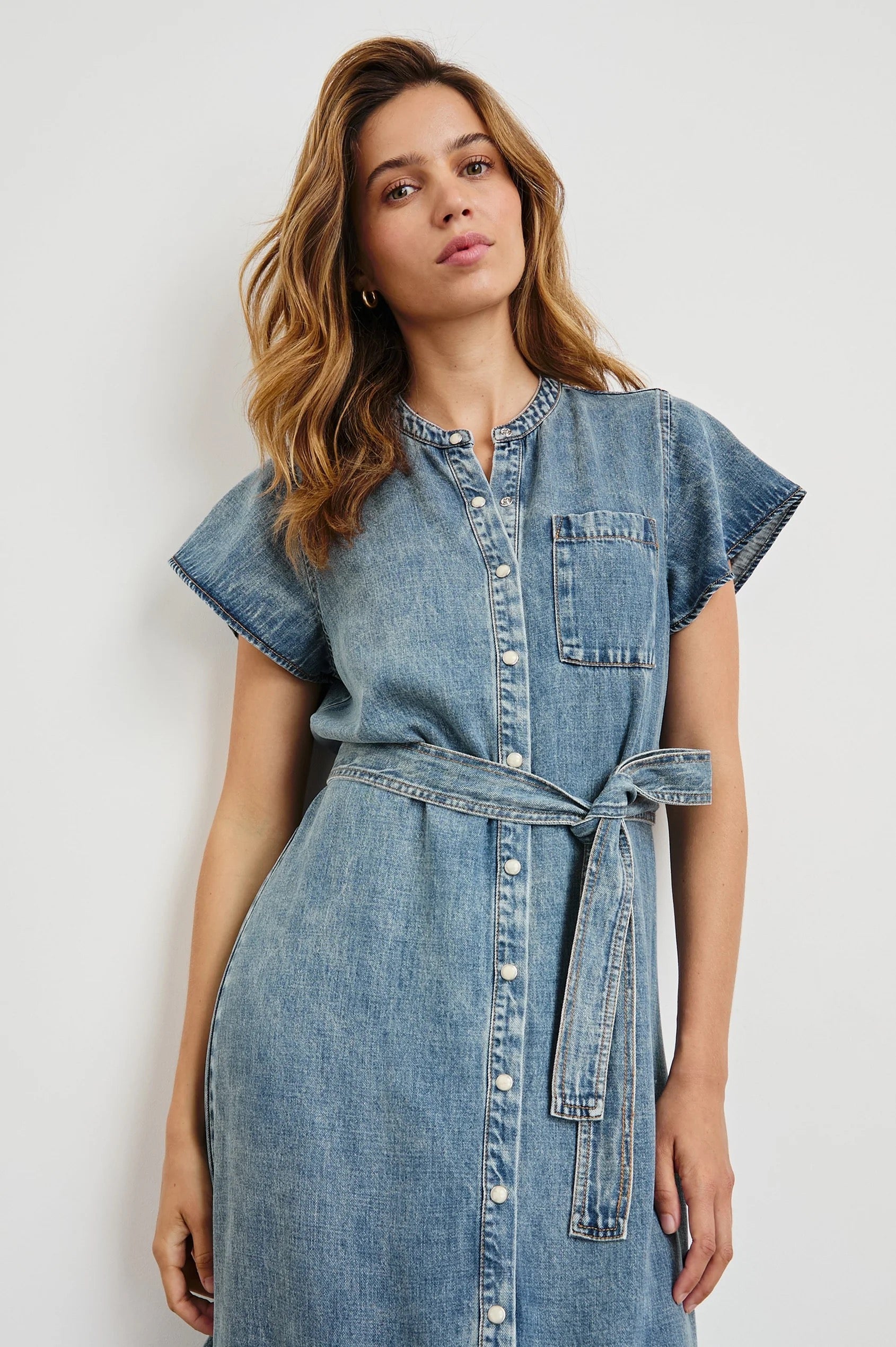 Rails Kahlo Denim Dress - Mid Blue