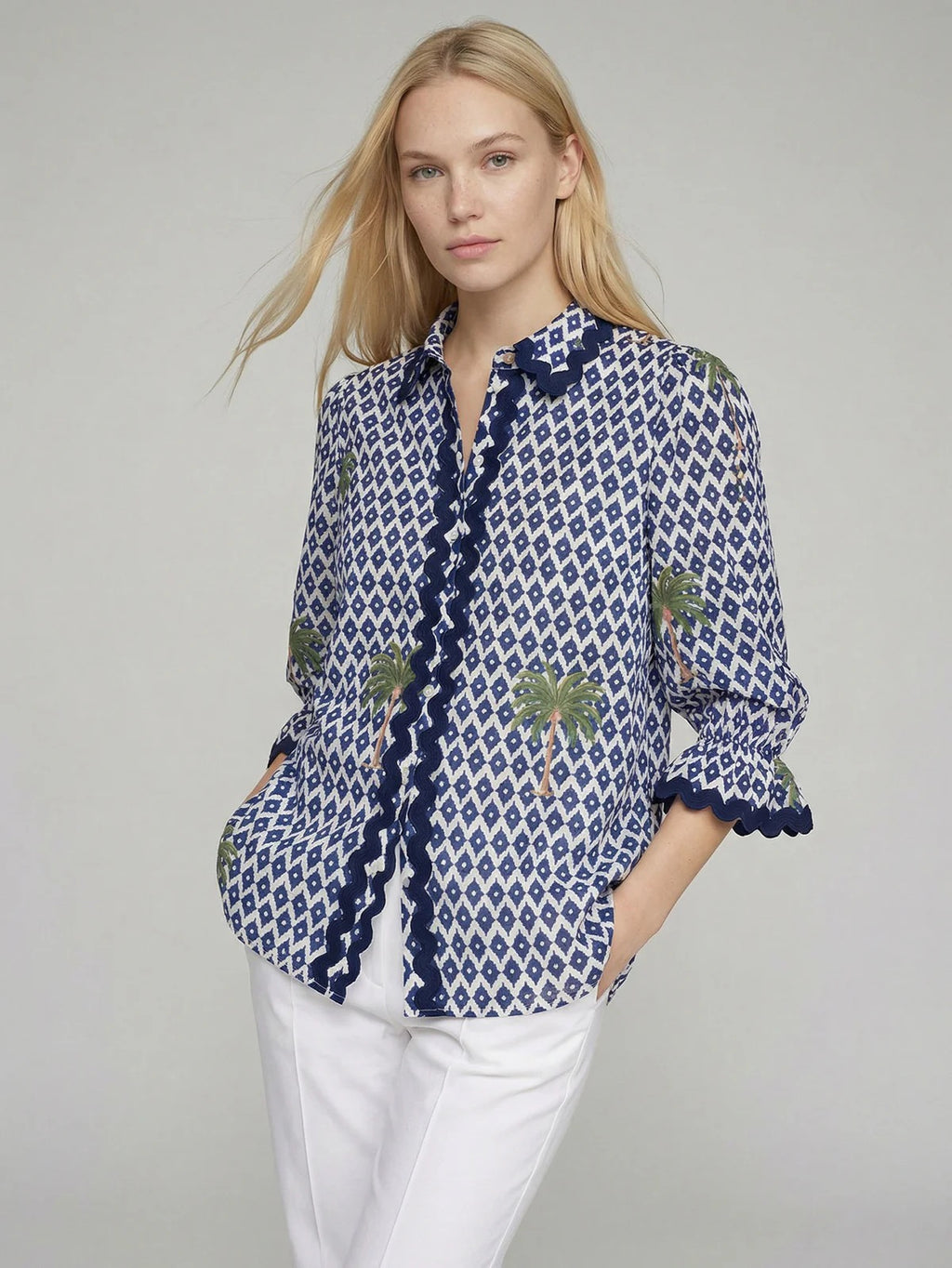 Vilagallo Ikat Palm Trees Shirt