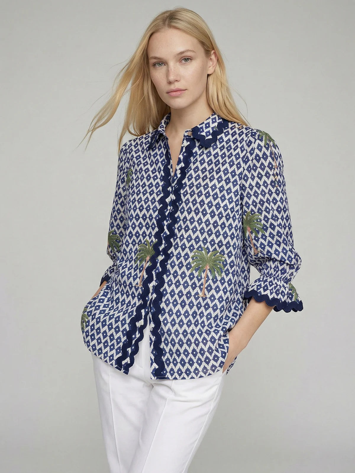 Vilagallo Ikat Palm Trees Shirt