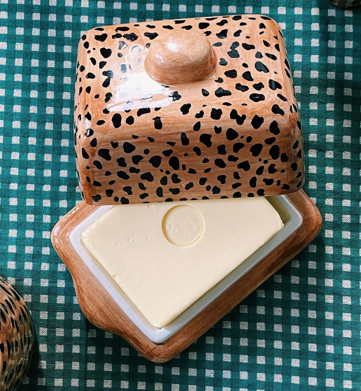 Anna + Nina Leopard Butter Dish - Brown