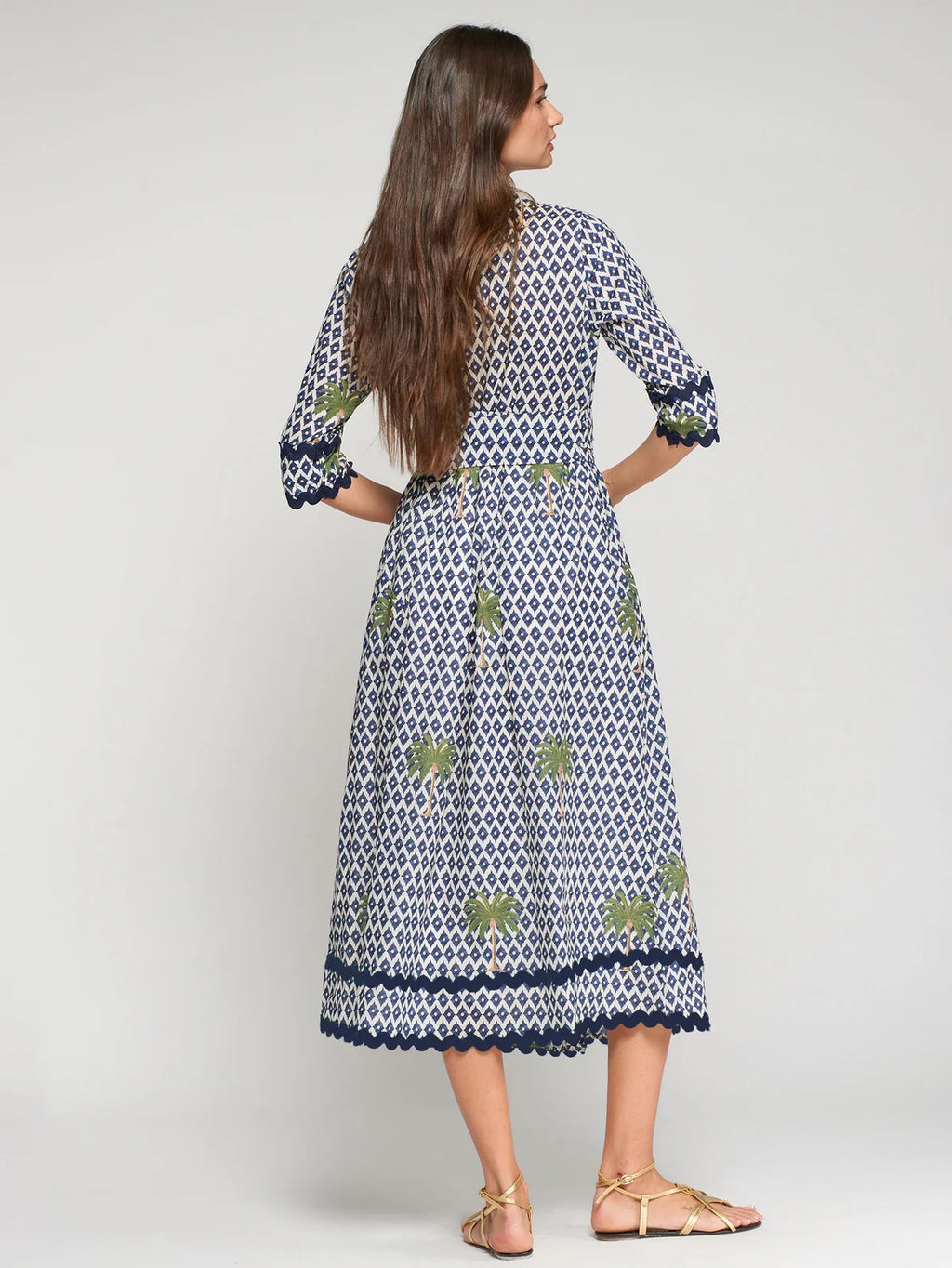 Vilagallo Ikat Palm Trees Dress