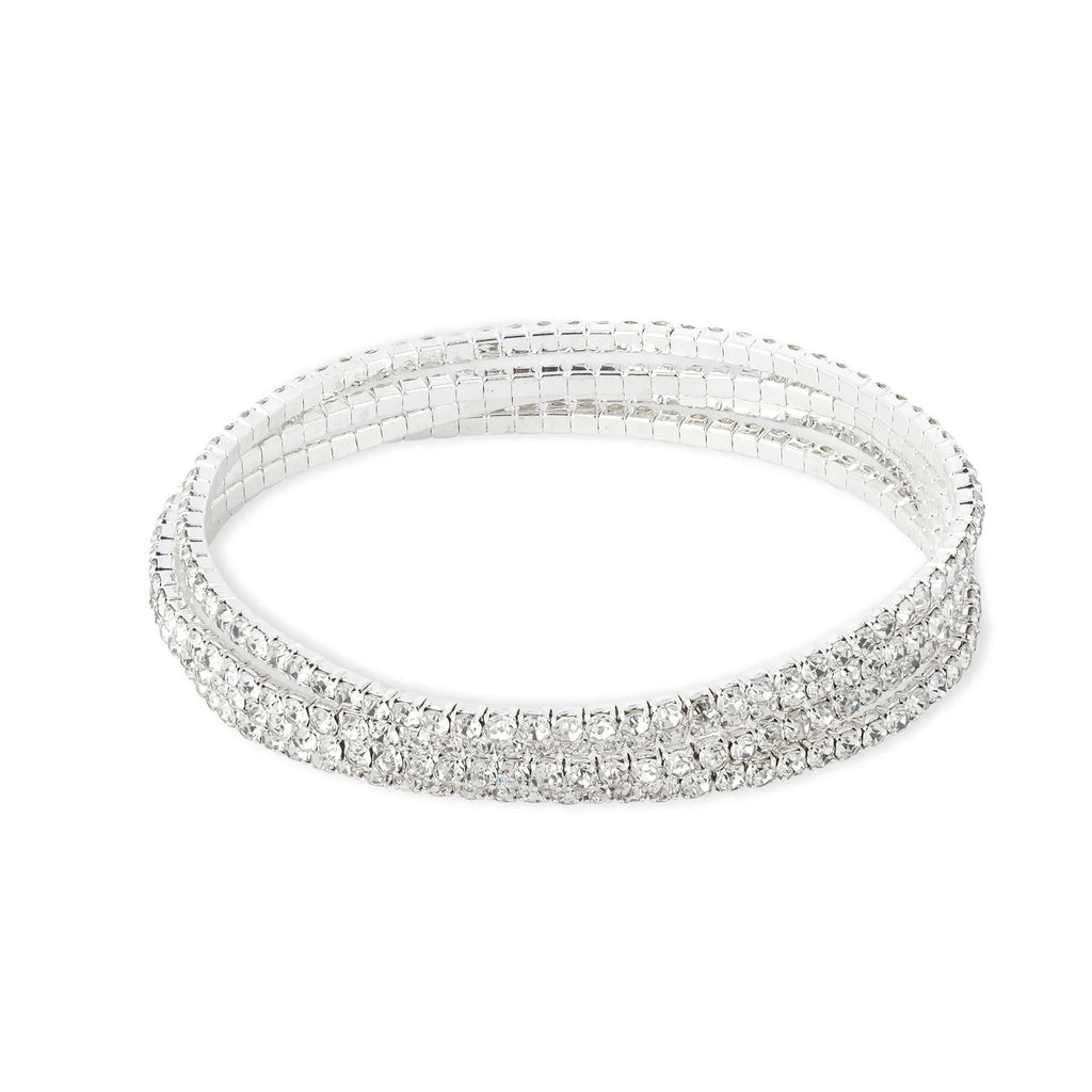 Ashiana Lumi Silver Stretch Tennis Bracelet Set