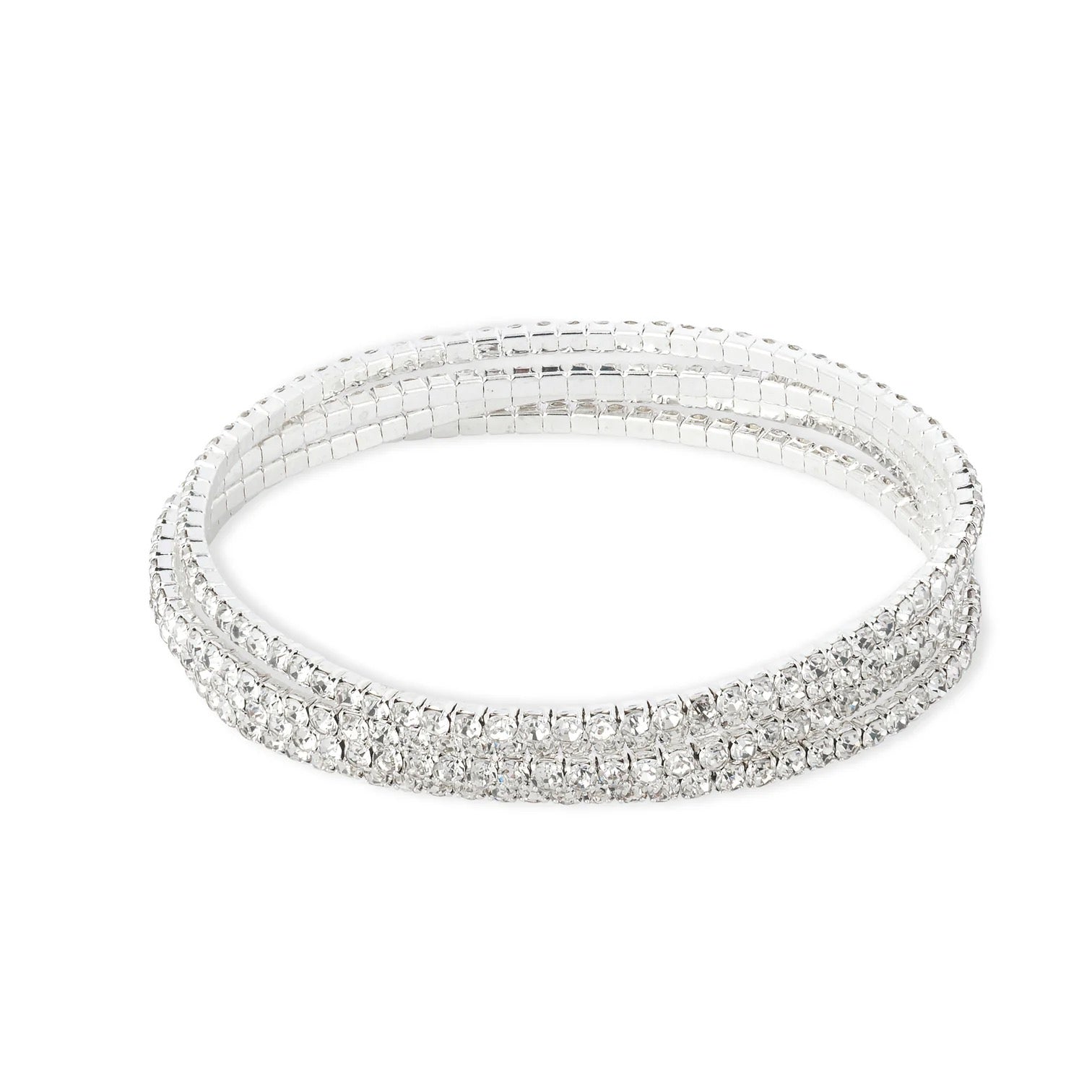 Ashiana Lumi Silver Stretch Tennis Bracelet Set