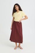 Ichi Lelaya Midi Skirt - Wine Red
