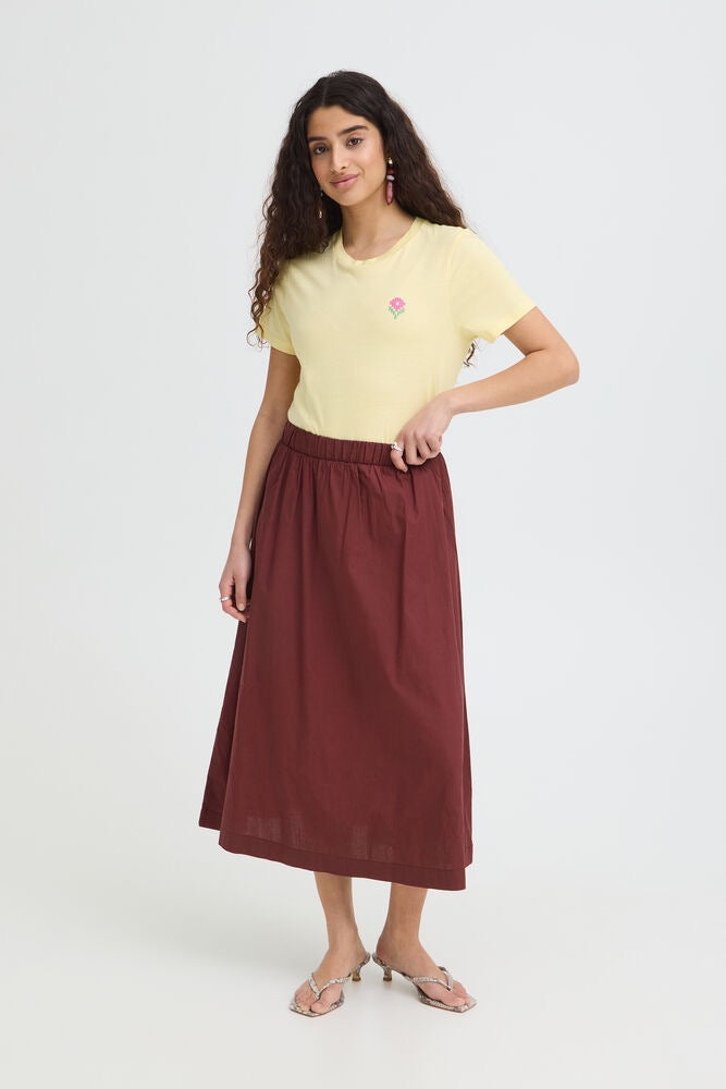 Ichi Lelaya Midi Skirt - Wine Red