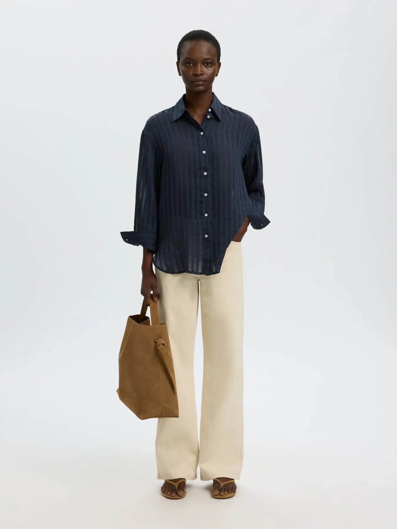 Selected Toran Oversized Shirt - Navy