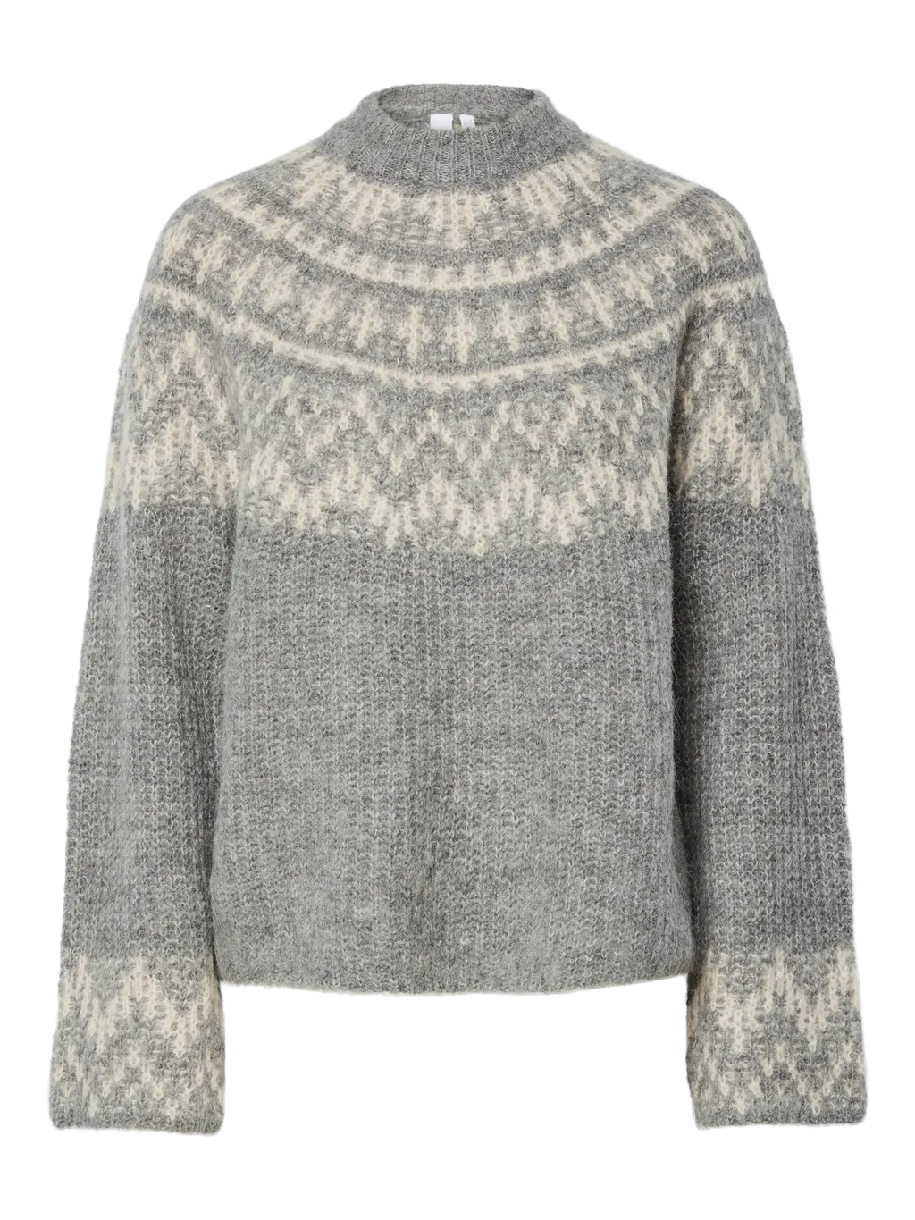 YAS Liri Fairisle Jumper - Grey