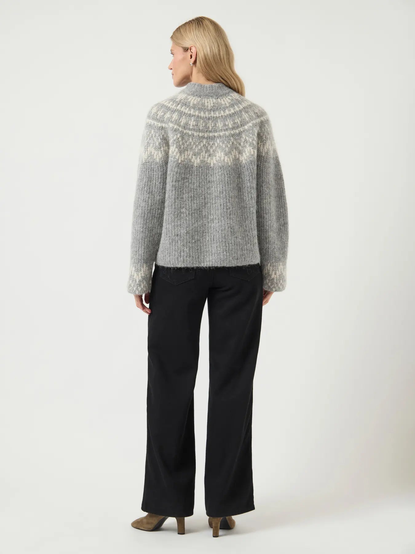 YAS Liri Fairisle Jumper - Grey