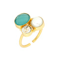 Ashiana Florence Ring - Aqua/ Pearl