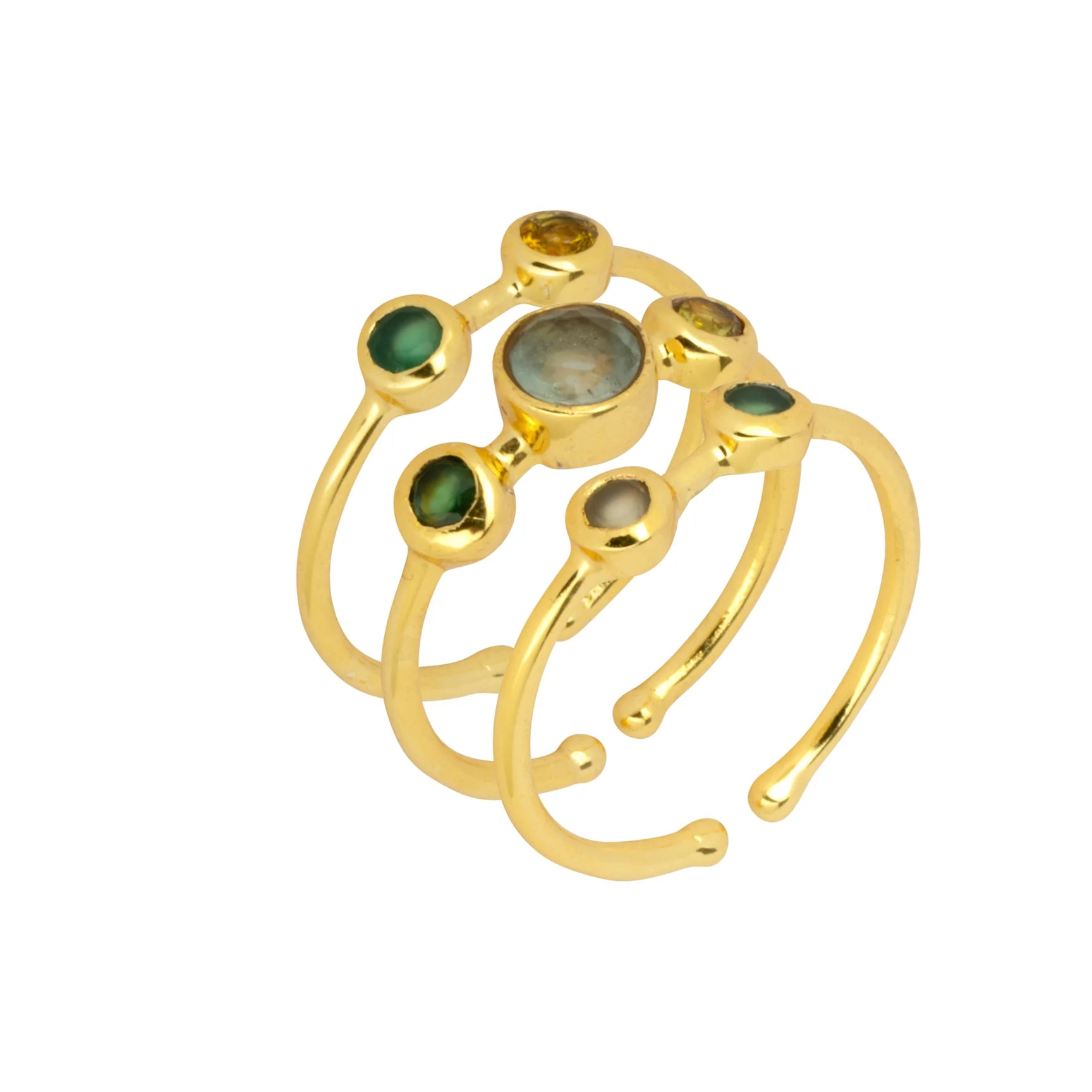 Ashiana Porto Stacking Ring Set - Labradorite