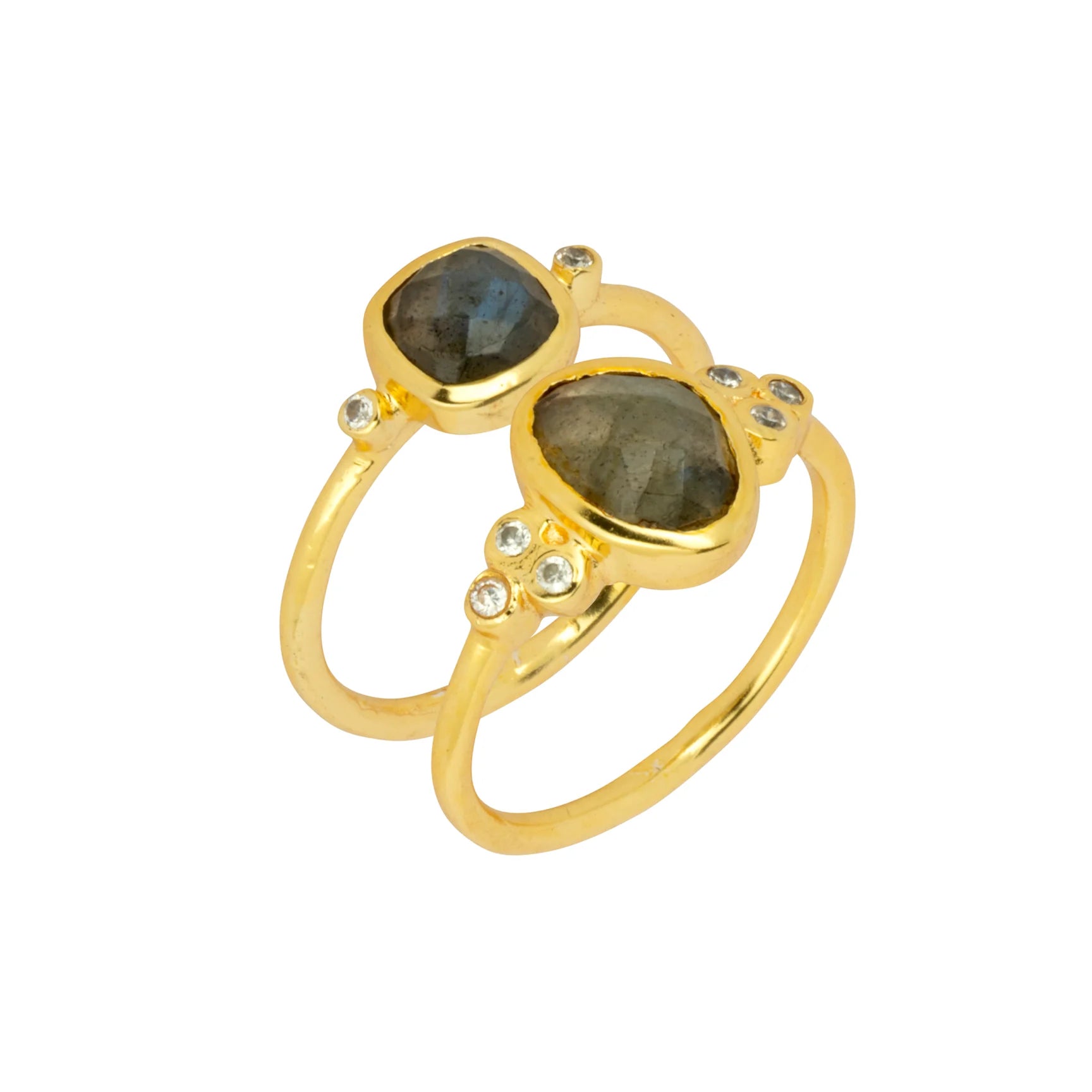 Ashiana Naples Stacking Ring Set - Labradorite