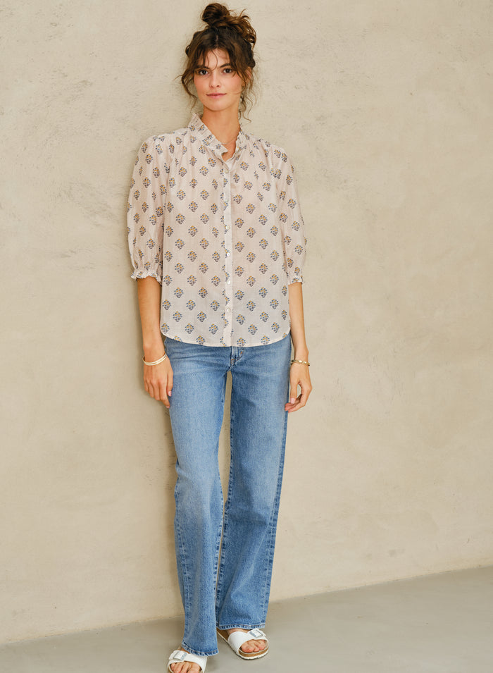 M.A.B.E Lindi Print Blouse - Ecru