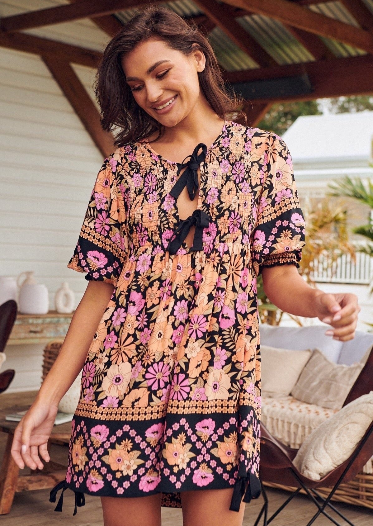 Jaase Roses Playsuit - Apricot Blossom Print – Heidi And Hudson