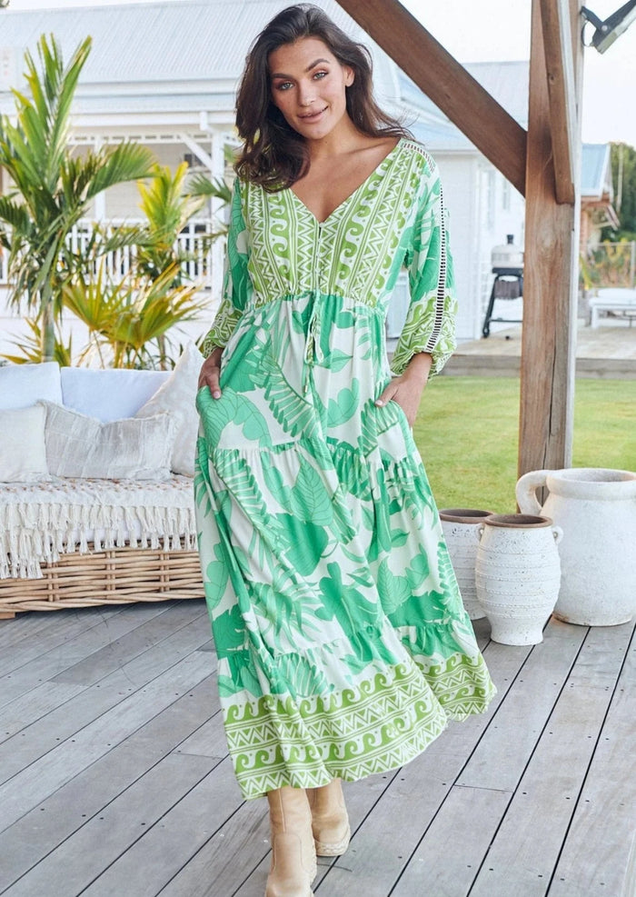 Jaase Ebony Maxi Dress - Palmetto Print