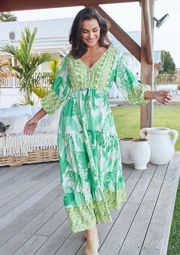Jaase Ebony Maxi Dress - Palmetto Print