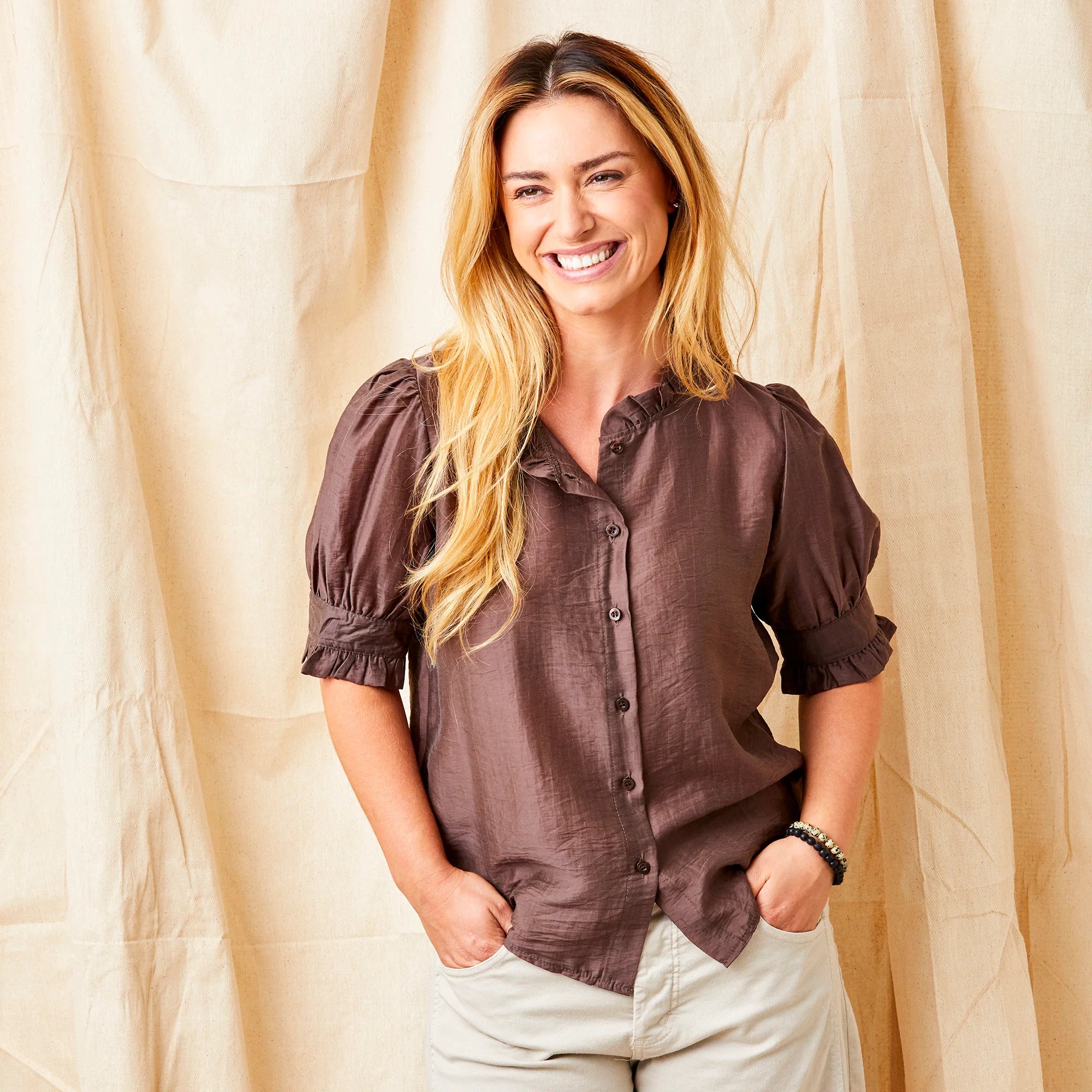 Suzy D Nahara Textured Blouse - Cocoa