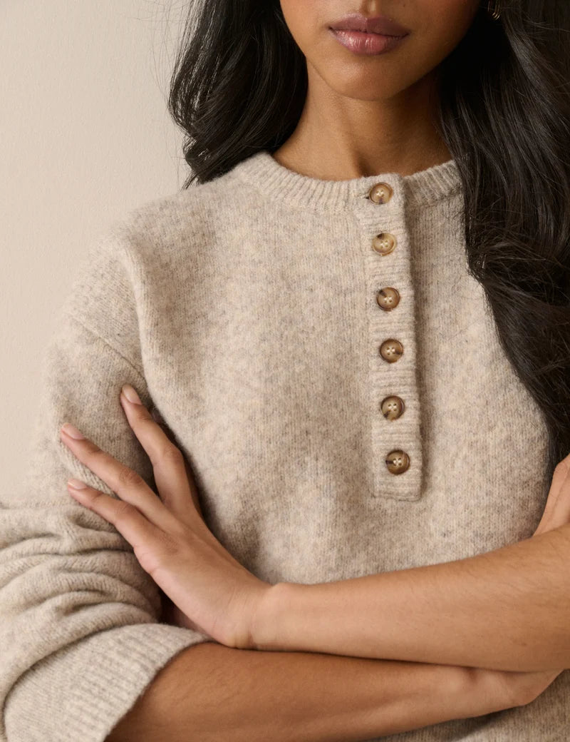 Nobody's Child Henley Jumper - Beige