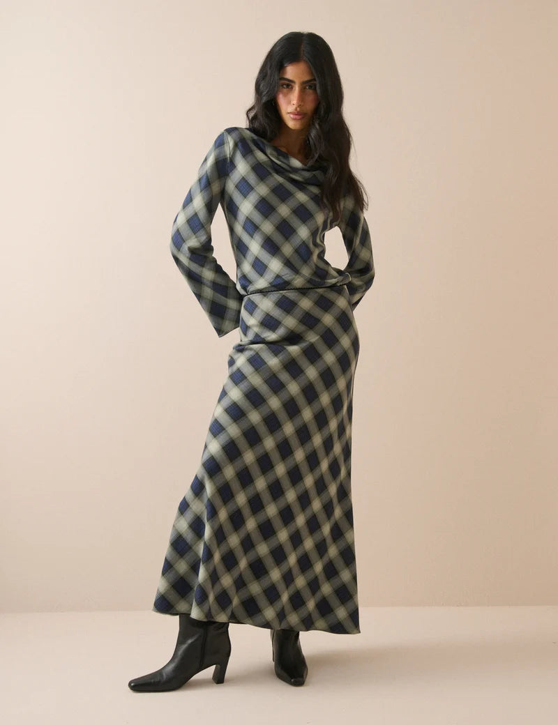 Nobody's Child Otto Check Skirt - Blue