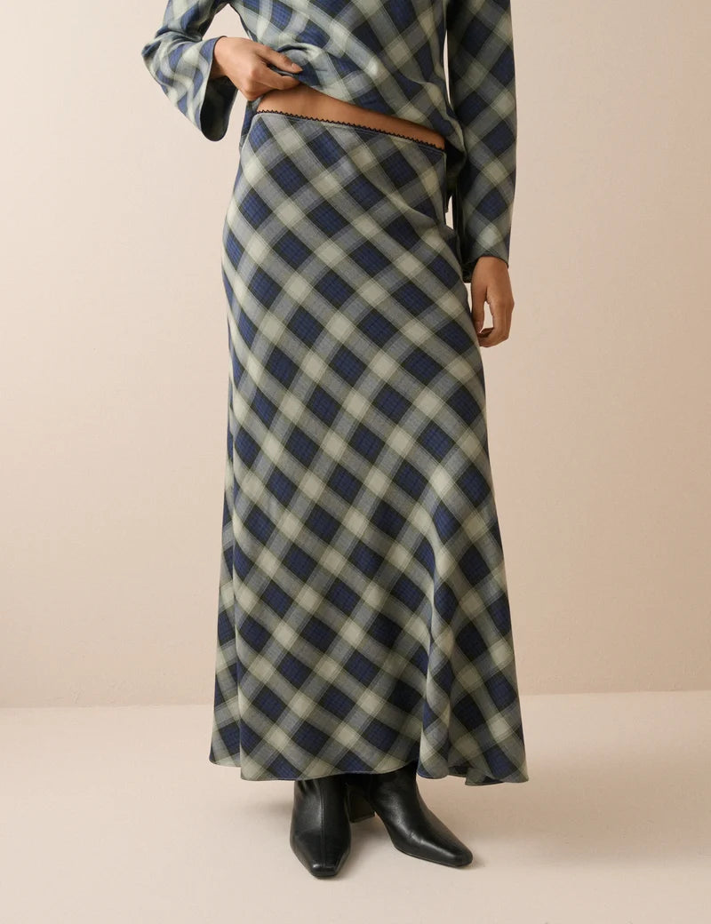 Nobody's Child Otto Check Skirt - Blue