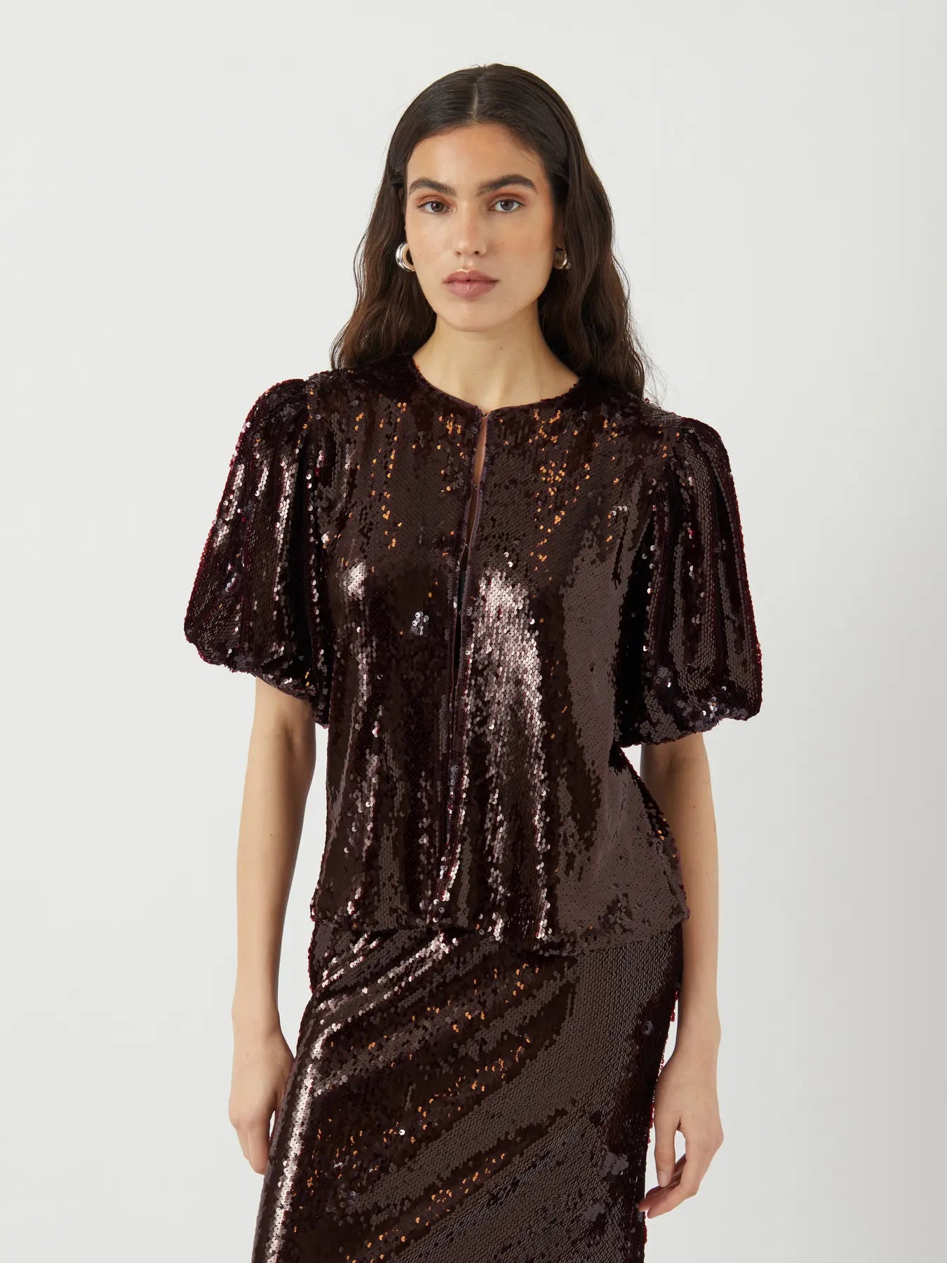 YAS Royalina Sequin Top - Burgandy