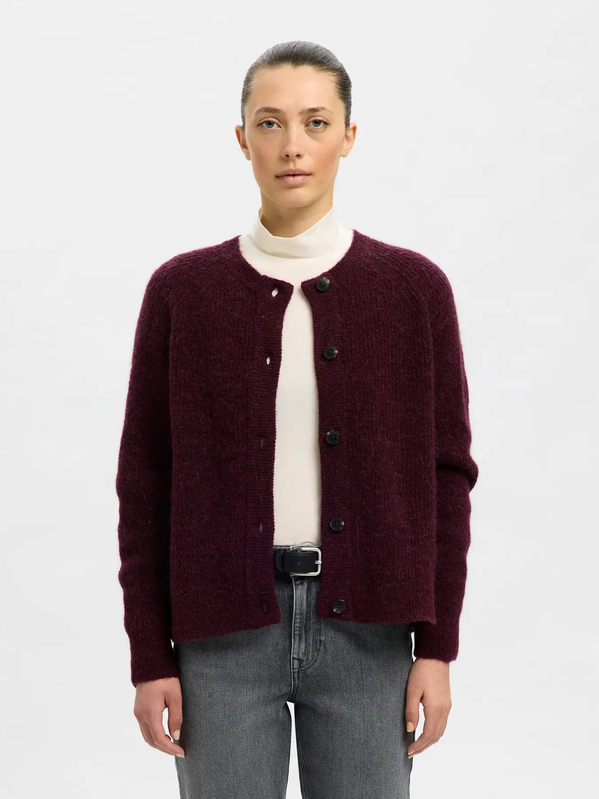 Cárdigan De Punto Selected Femme - Manga Larga, Corte Corto, Mezcla De Lana Y Alpaca, Estilo Otoñal Elegante