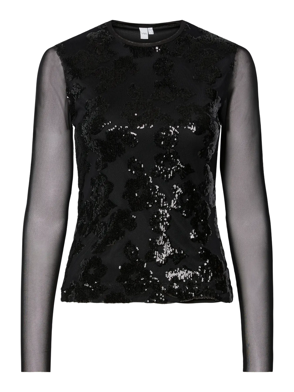 YAS Vitina Sequin Top - Black